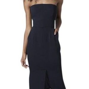 Topshop Black Strapless Bandeau Pocket Midi Dress